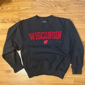 Wisconsin Crewneck Sweater in Black and Red